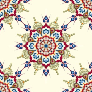 Eileen 4 - Cream BG Multicolor Mandala and Open Mandala