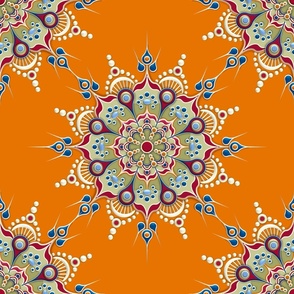 Eileen 7 - Orange BG Multicolor Mandala and Multicolor Mandala