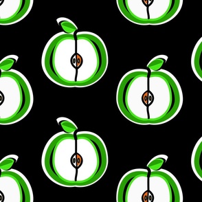 Green Apples on black
