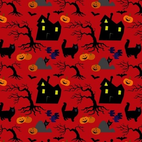 Happy Halloween with a red background