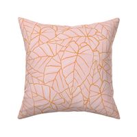 Pink jungle - soft color themed all over linear pattern of large tropical leaves - small  