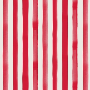 NAUTICAL HAND PAINTED VERTICAL STRIPE RED