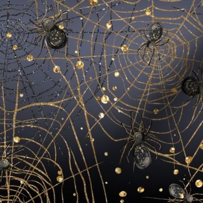 Halloween Gold Glitter Spider Web Spiders Enchanted Night