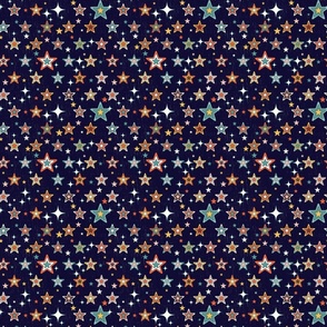 Regimented Retro Stars - Dark Indigo-s