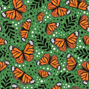 Large Scale Orange Monarch Butterflies on Kelley Green