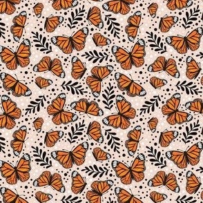 Small Scale Orange Monarch Butterflies on Blush