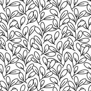 Small - Minimal botanical leaves pattern in black and white