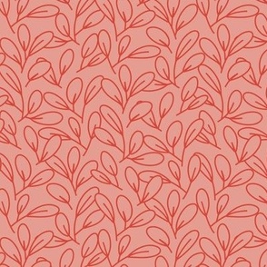 Small - Minimal botanical leaves pattern in Salmon Pink and Coral