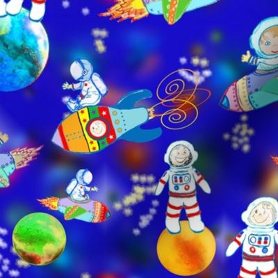 Happy Kids Exploring Space  