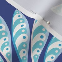 Art Deco Fan Palm XL wallpaper scale blues by Pippa Shaw