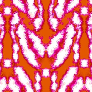 Tie Dye, Raspberry on orange background