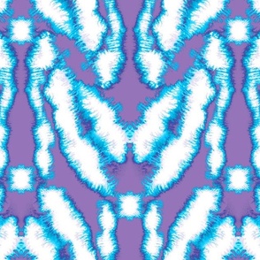 Tie Dye, Light blue on a purple background