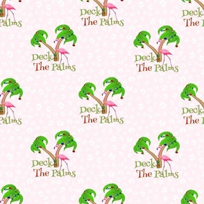 Pink Deck The Palms Tropical Christmas Santa Flamingos