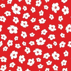 Festive Holiay Christmas Red White Hibiscus Flowers Floral