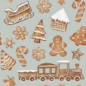 Christmas Gingerbread Cookies / Sage Gray