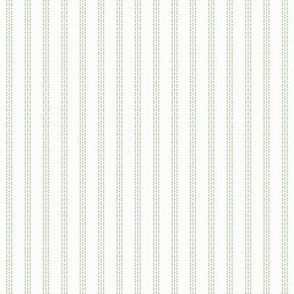 Nina Stripe: Mossy Green & White Dotted Stripe