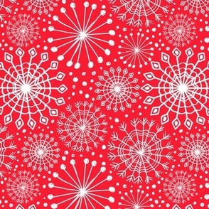 Holiday Snowflakes red