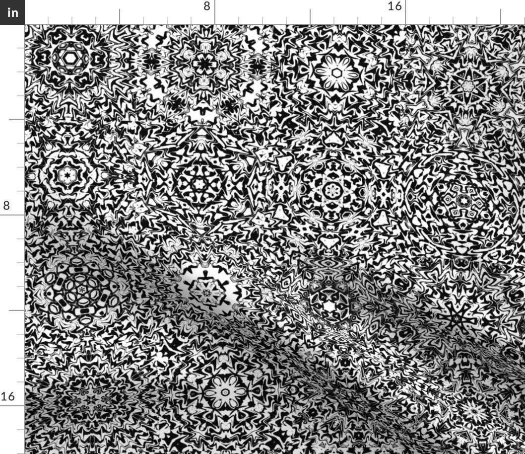 Intricate Psychedelic Monochrome Mandala Quilt Pattern