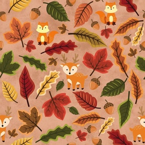 Fox And Deer In Autumn 