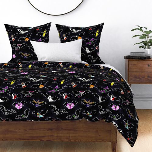 bats in costumes in the night sky - large scale 