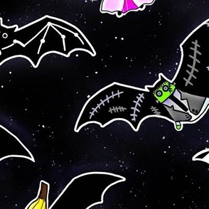 bats in costumes in the night sky - large scale 