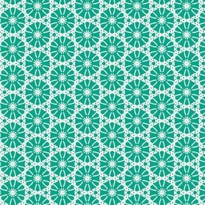 Twirly Girl  Geometric Aqua Green Ivory Small Scale