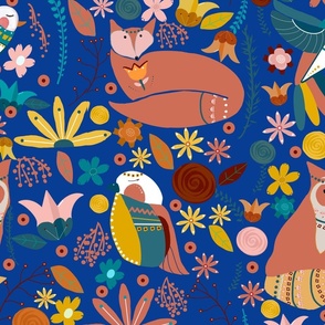 Fox and Birds with Flowers 
