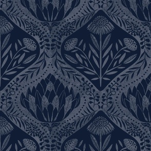 Artichoke and Daisy Ogee in Navy