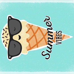 Summer Vibes Ice Cream Tea Towel - Aqua
