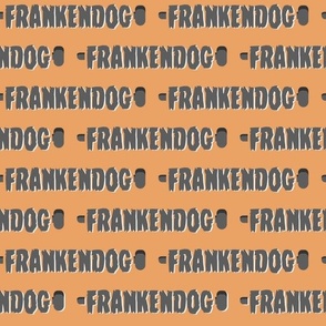 (M Scale) Boho Halloween Frankendog Text Straight on Orange