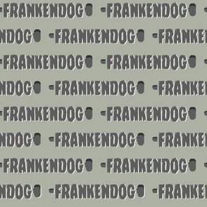 (M Scale) Boho Halloween Frankendog Text Straight on Sage Green