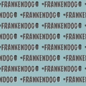 (S Scale) Boho Halloween Frankendog Text Straight on Blue-
