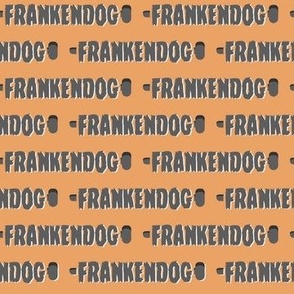 (S Scale) Boho Halloween Frankendog Text Straight on Orange
