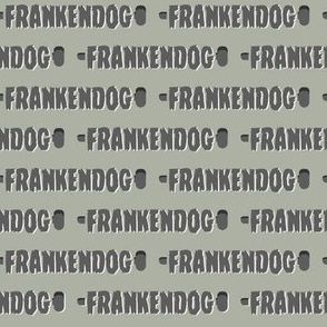 (S Scale) Boho Halloween Frankendog Text Straight on Sage Green