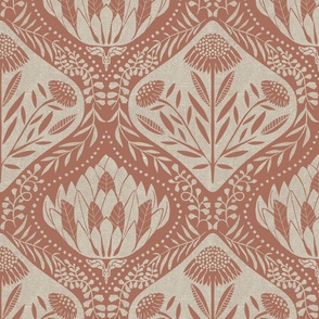 Artichoke and Daisy Ogee in Rusty Rose