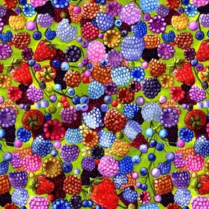 All The Berries Berry Strawberries Raspberries Blueberries Blackberries larger scale repeat pattern