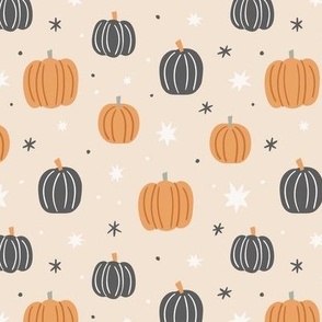 Boho Halloween Fall Pumpkins and Stars on Beige