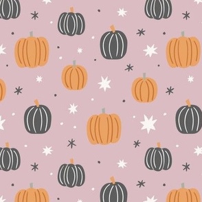 Boho Halloween Fall Pumpkins and Stars on Light Pink