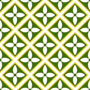 from painted medieval walls - green, white, and yellow