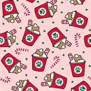 Christmas dog coffee treat -  peppermint - pink with candy canes - Holiday dog - LAD22