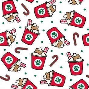 Christmas dog coffee treat -  peppermint - white with candy canes - Holiday dog - LAD22