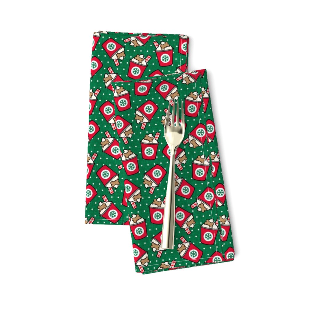 Pup Peppermint treat coffee cups - Christmas Dog Coffee Treats - red cups on green w/polka dots - LAD22