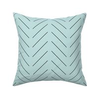 Simple Diagonal Lines - Soft Teal with Black Lines- Medium