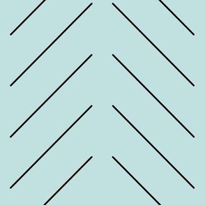 Simple Diagonal Lines - Soft Teal with Black Lines- Medium