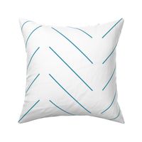 Simple Diagonal Lines - White with Blue Lines - Large