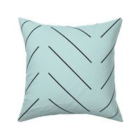 Simple Diagonal Lines - Soft Teal with Black Lines- Large