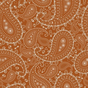 White Paisley on Copper - LARGE