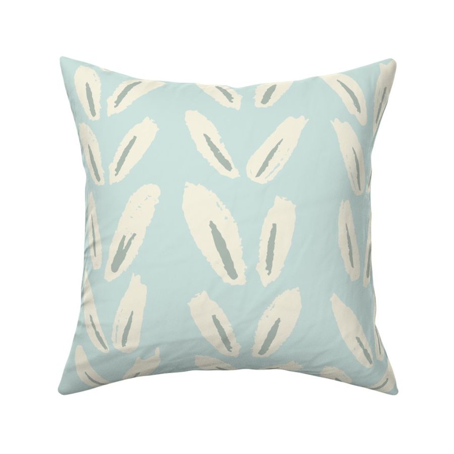 Leaf Vines Cream on Light Blue