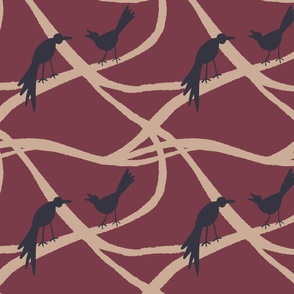 Talking Crows - Burgundy on Flax