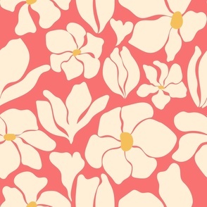 Magnolia Flowers - Matisse Inspired - Peach - LARGE